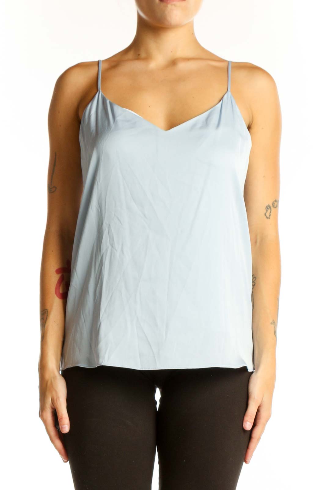Light Blue Silk Camisole Top Front