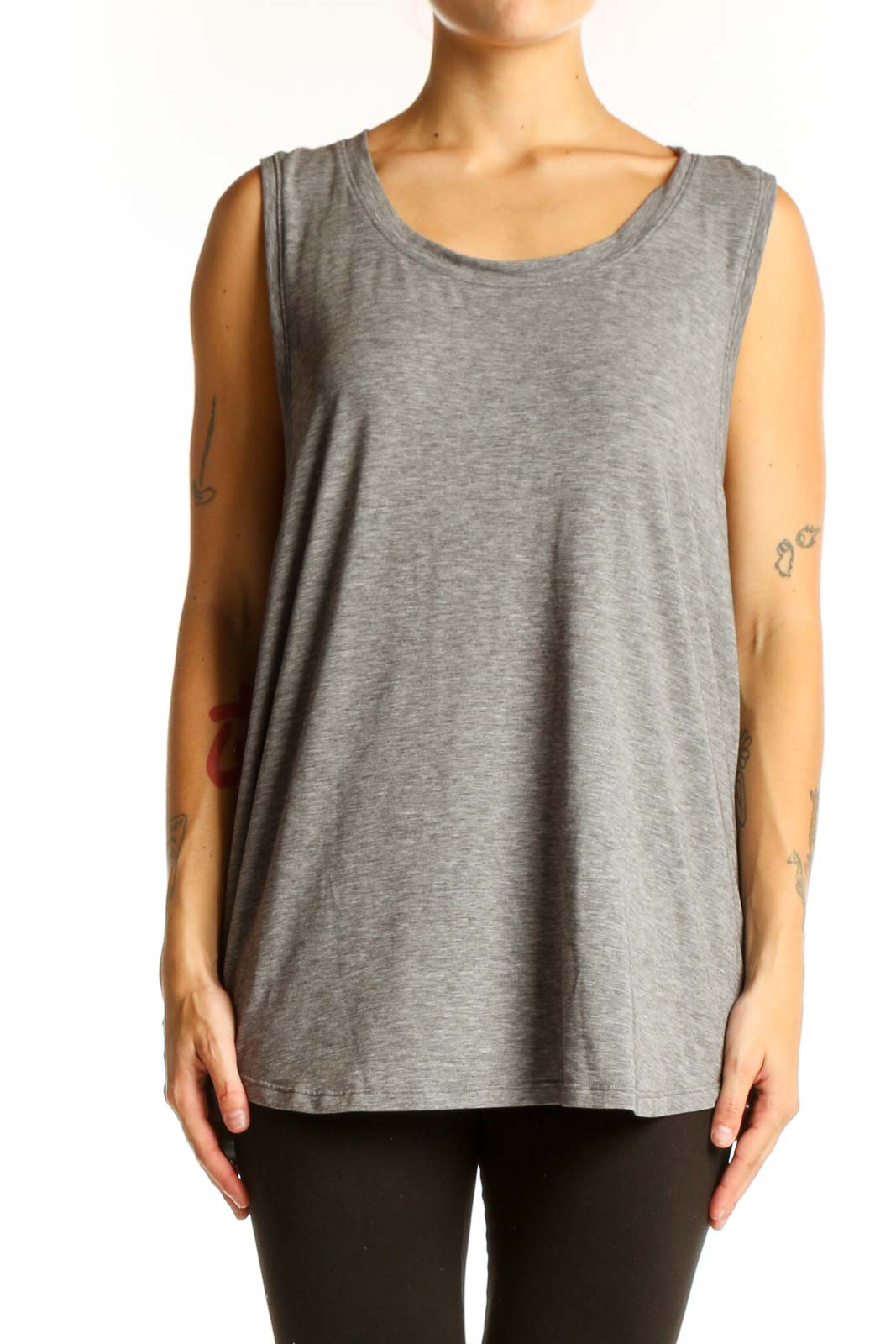 Gray Sleeveless Athletic Tank Top Front
