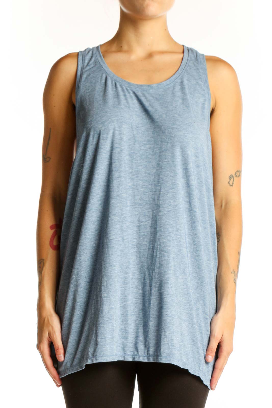 Blue Sleeveless Athletic Tank Top Front