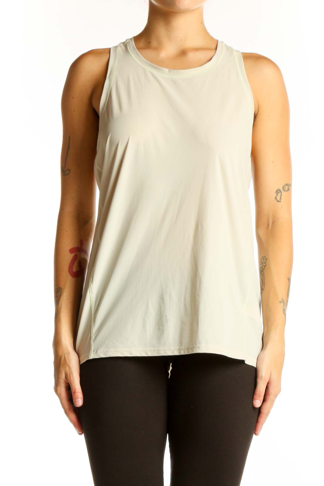 Beige Sleeveless Athletic Tank Top Front