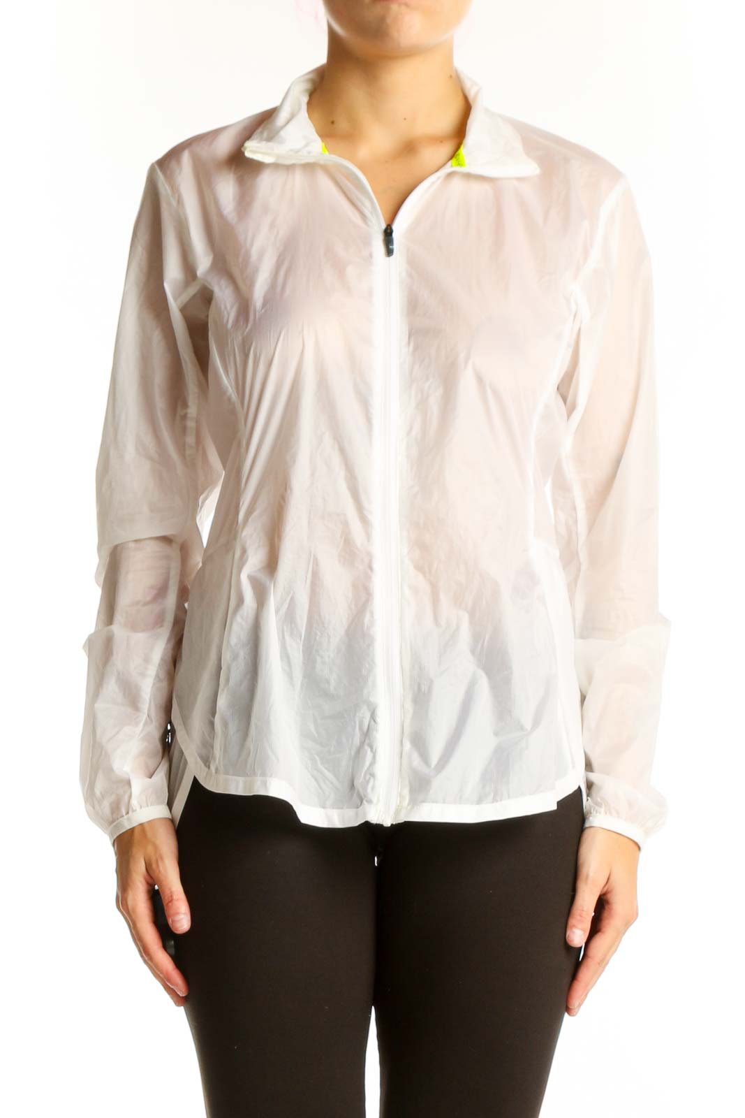 White Lightweight Activewear Jacket Front