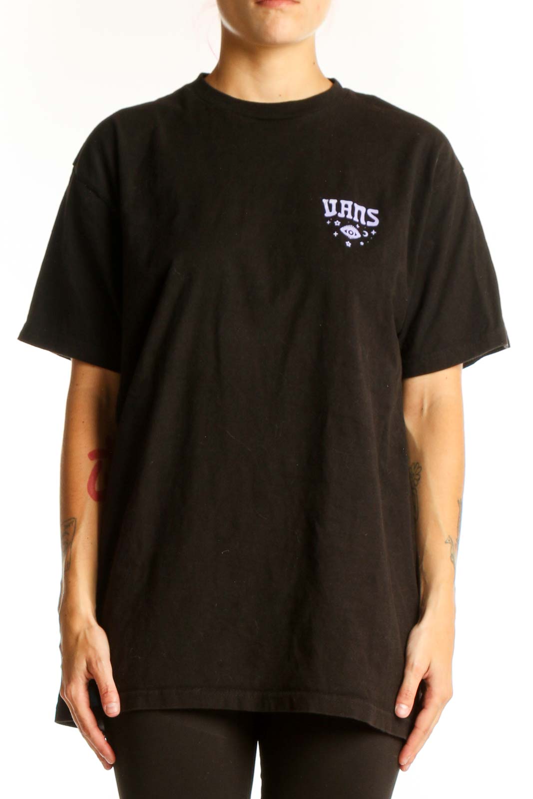 Black Cotton Vans Graphic T-Shirt Front