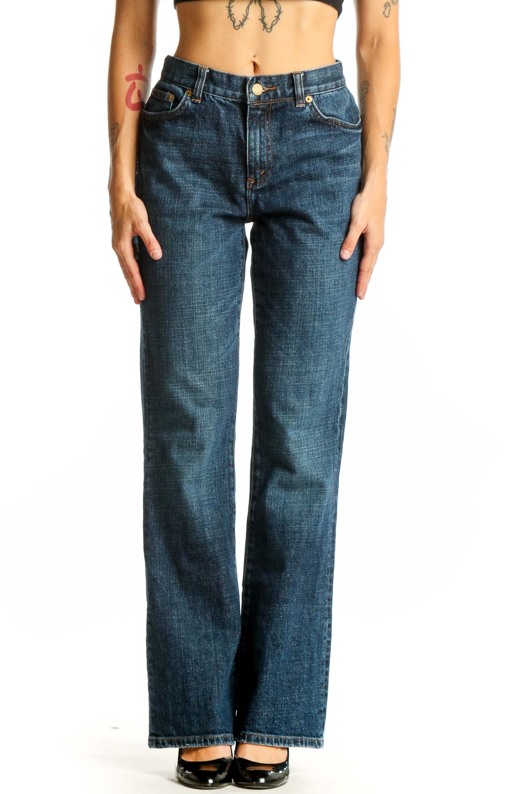 Blue Classic Straight Leg Jeans Front
