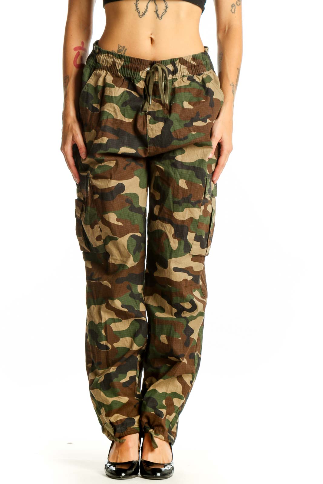 Green Camouflage Cargo Pants Front