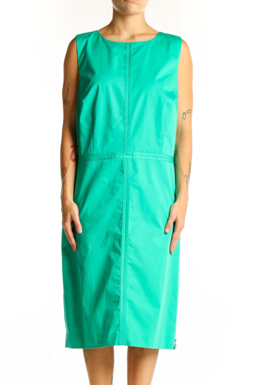 Green Sleeveless Midi Dress Front