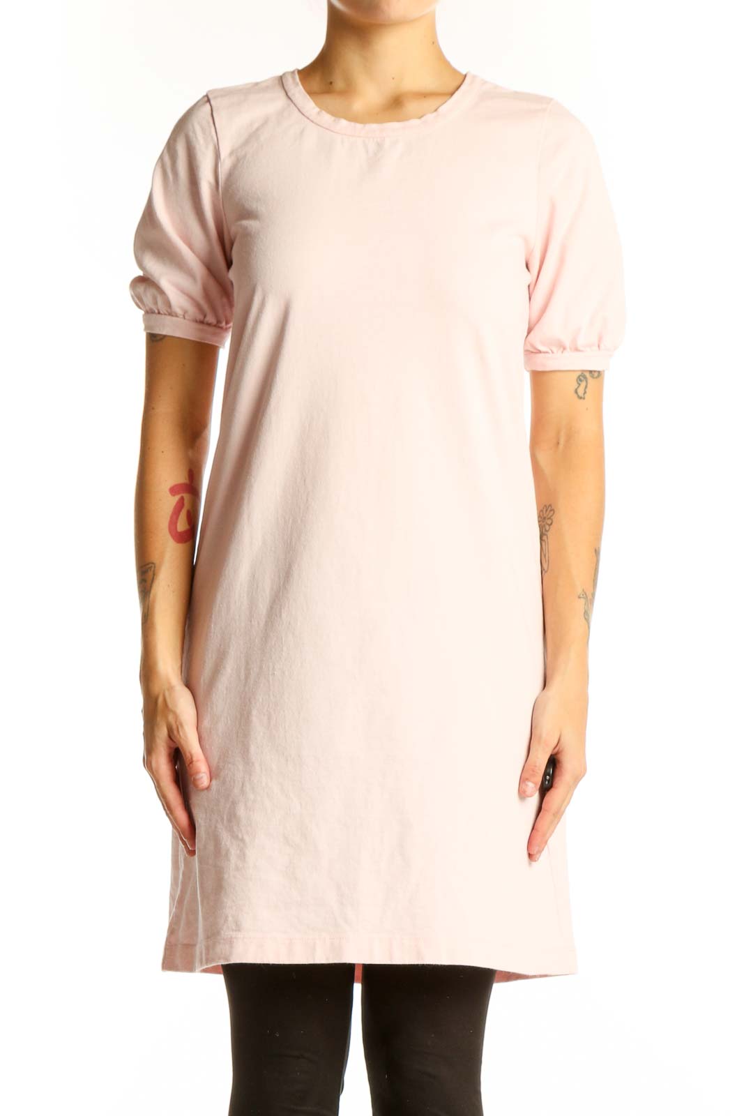 Blush Pink Cotton T-Shirt Dress Front
