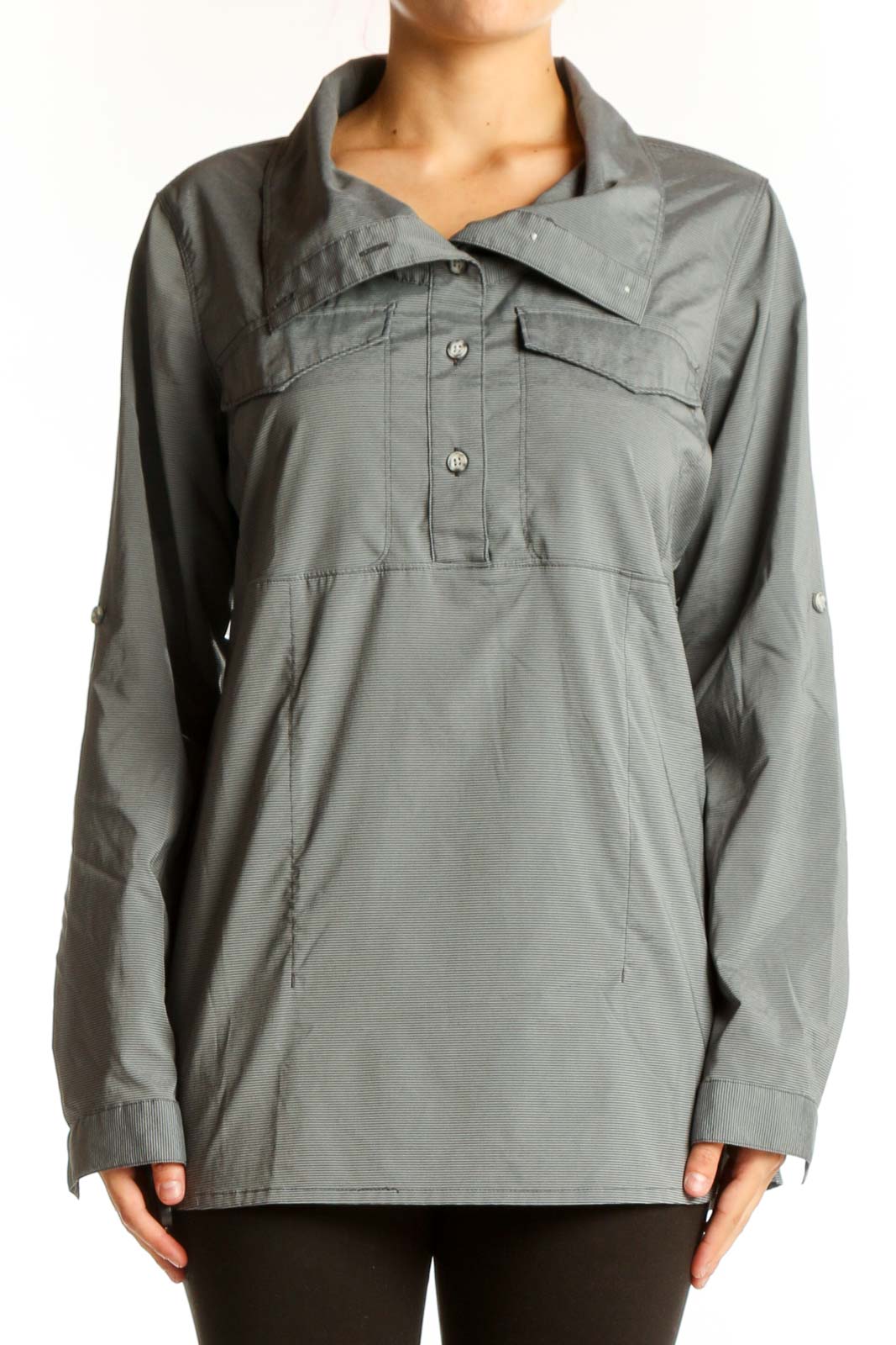 Gray Performance Long-Sleeve Outdoor Top Front