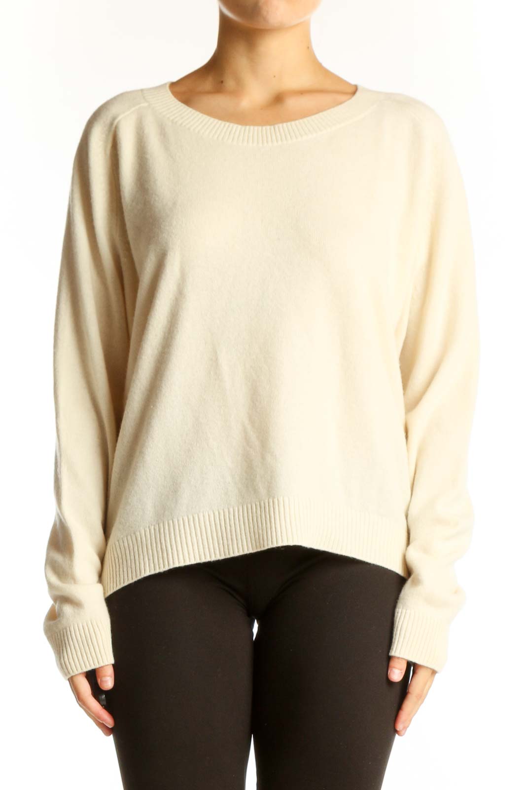 Cream Cashmere Oversized Sweater Front