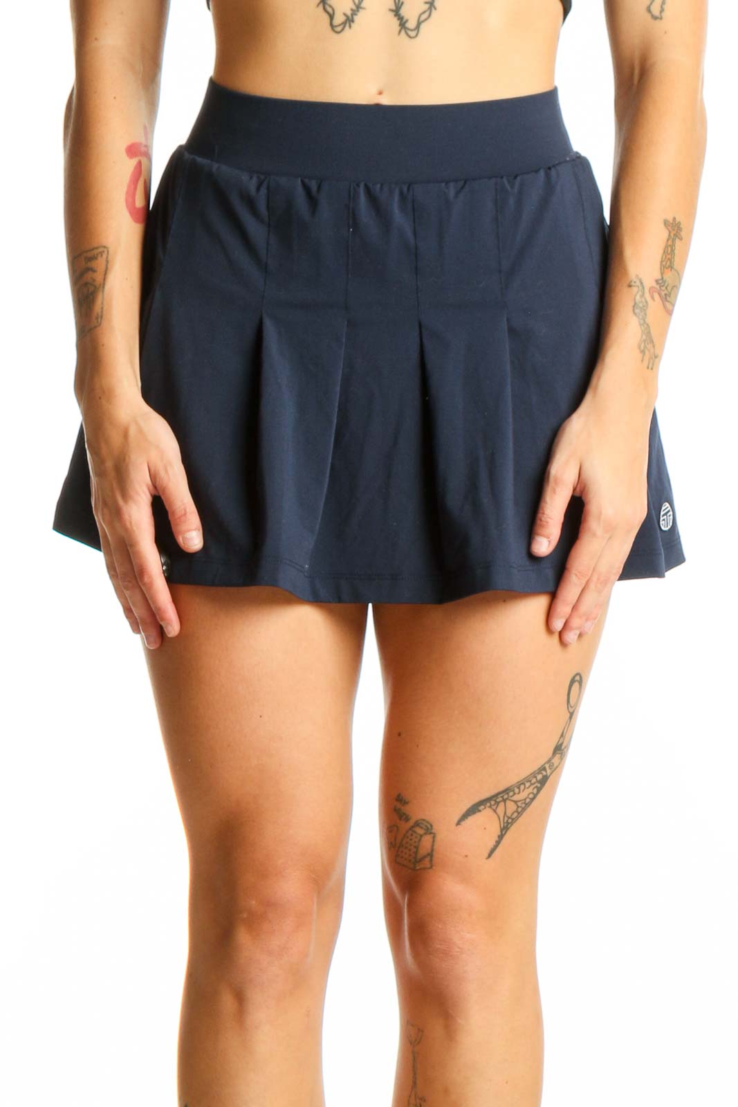 Navy Pleated Tennis Skirt Front