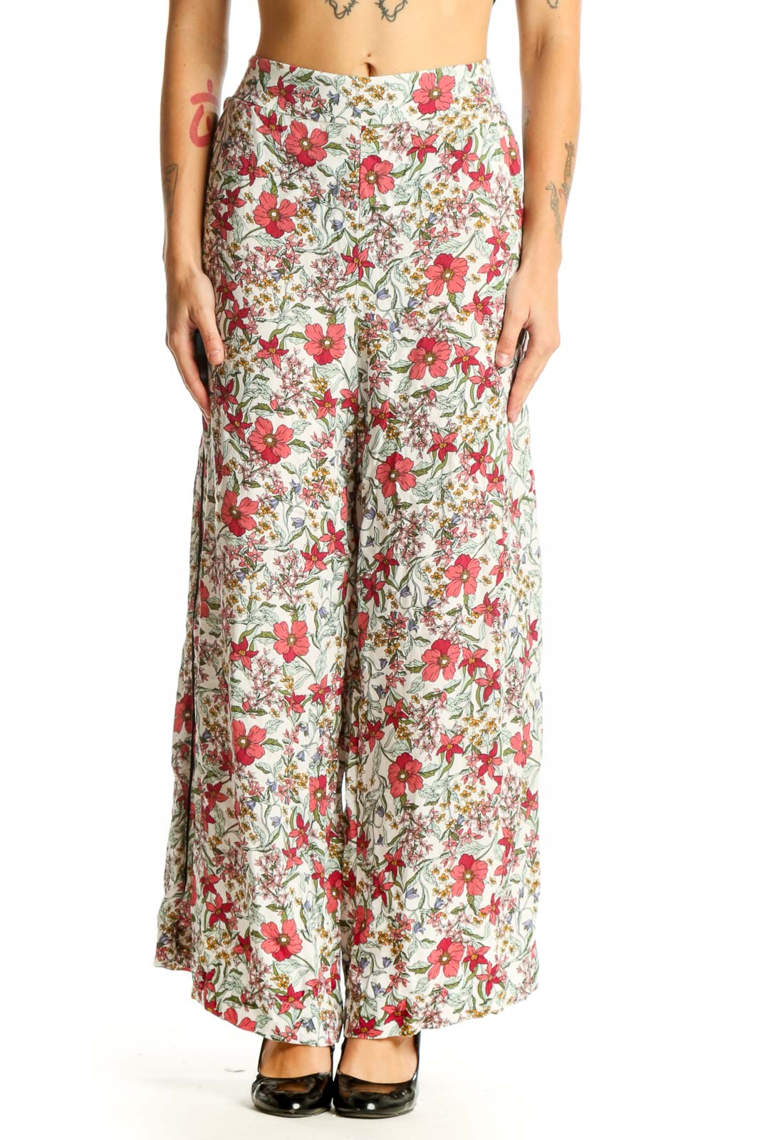 Floral Viscose Wide-Leg Palazzo Pants Front
