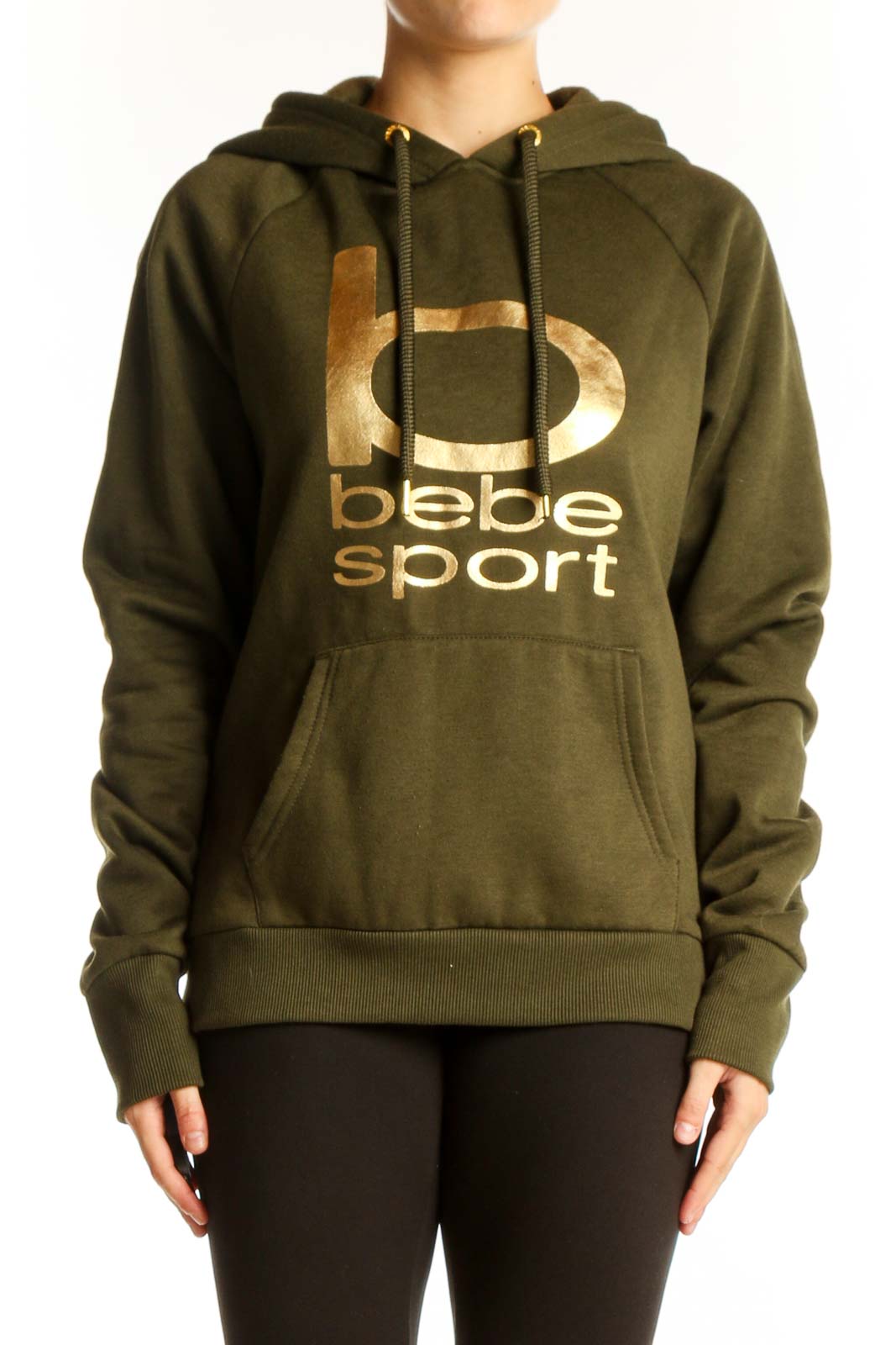 Olive Gold Logo Pullover Hoodie Front