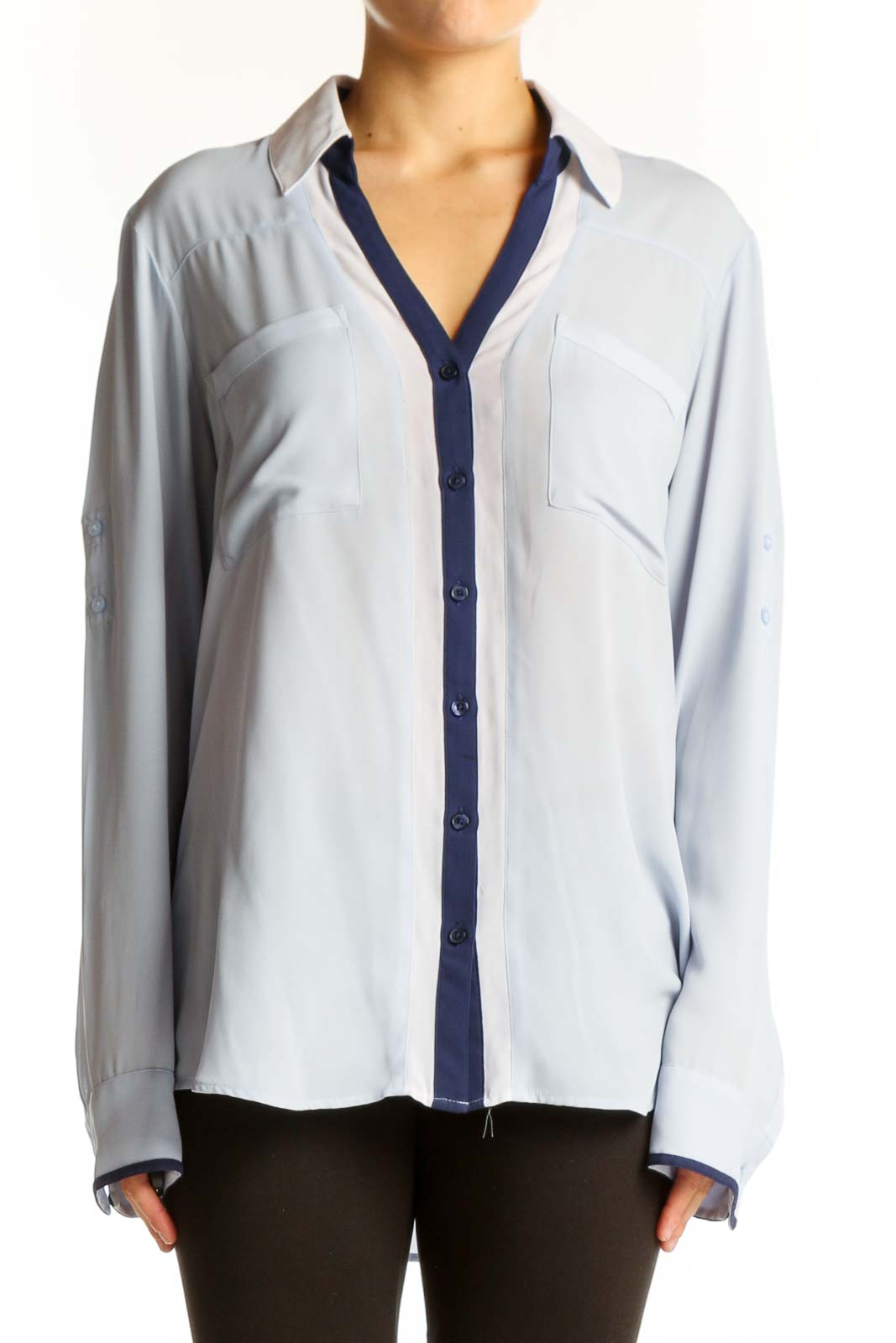 Light Blue Button-Up Collared Shirt Front