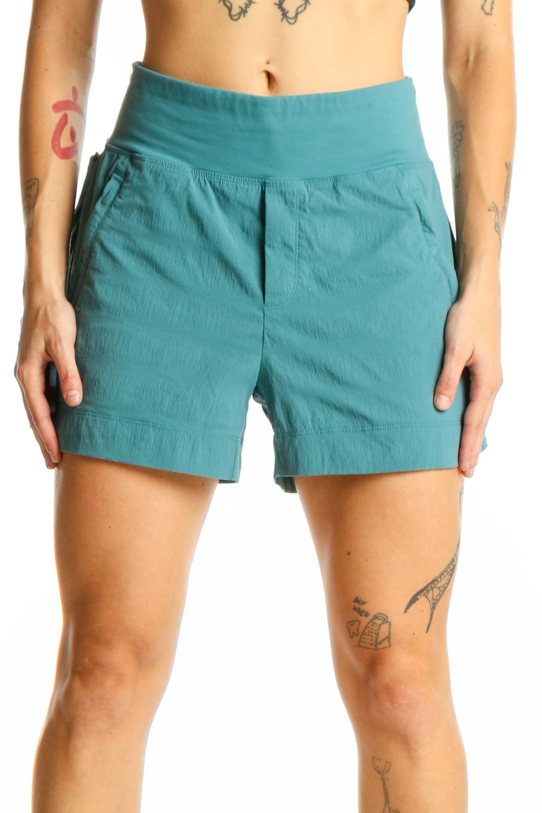 Teal Athletic Performance Shorts Front