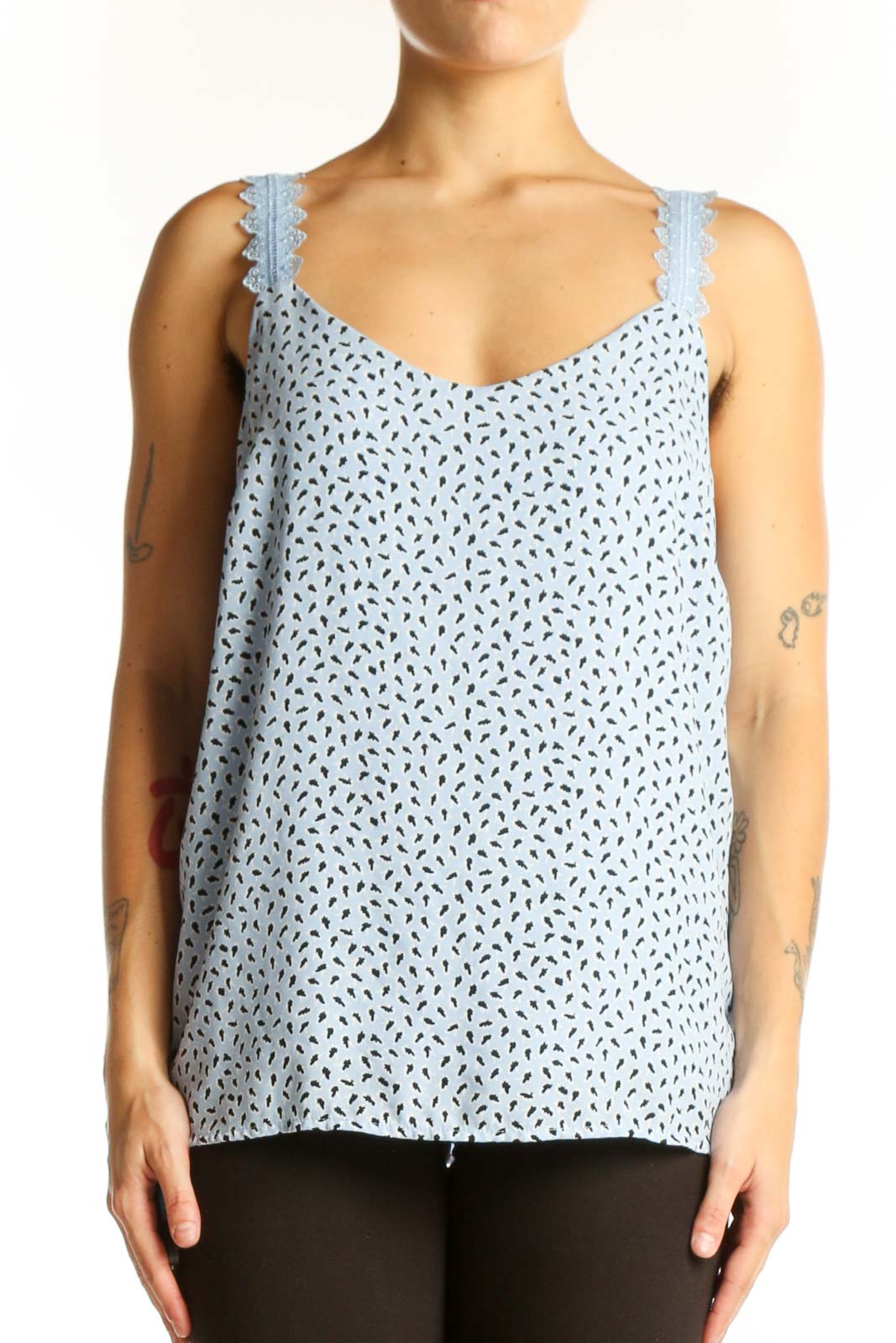 Light Blue Floral Print Camisole Top Front