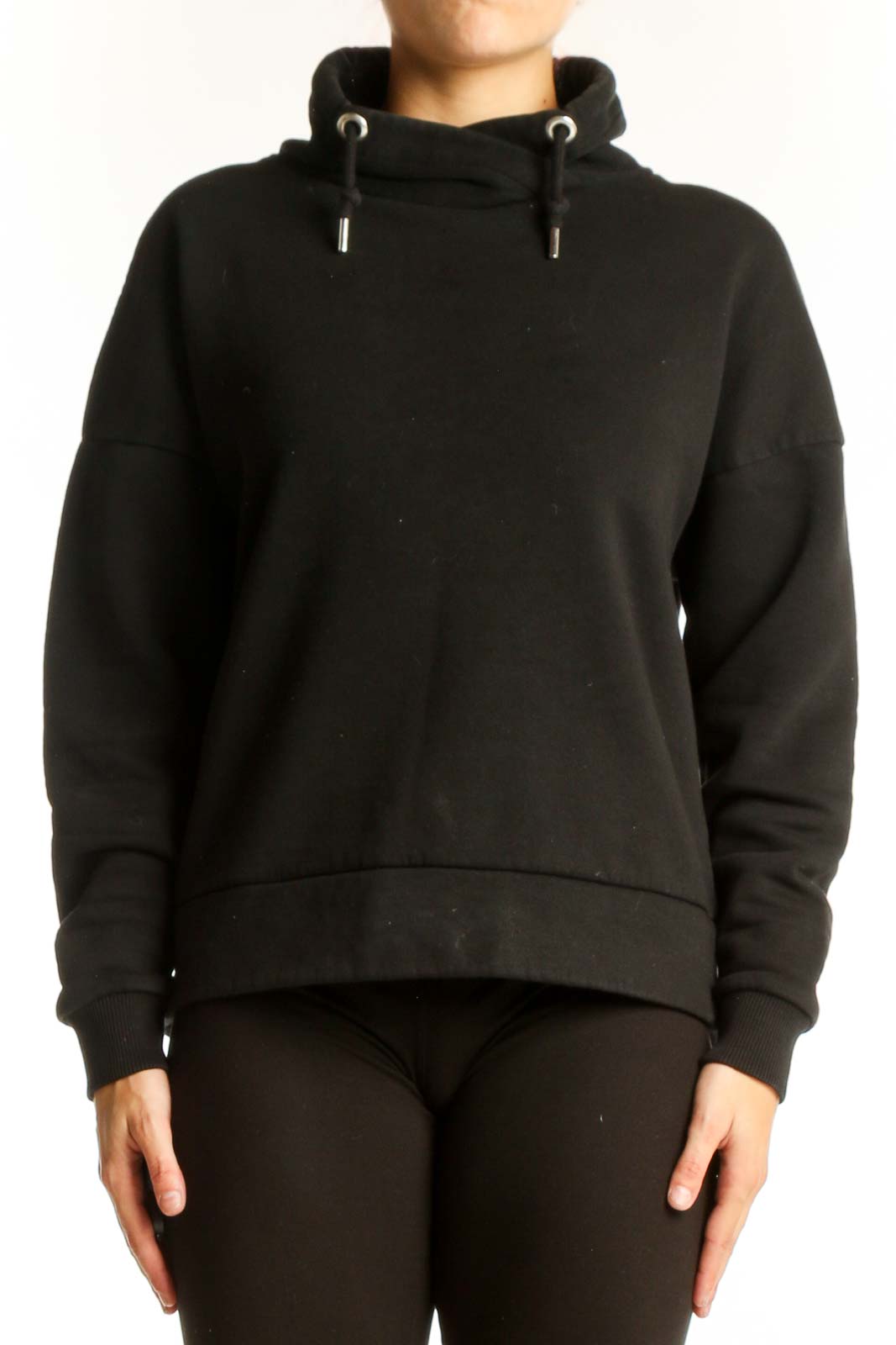 Black Cowl Neck Sweatshirt Front