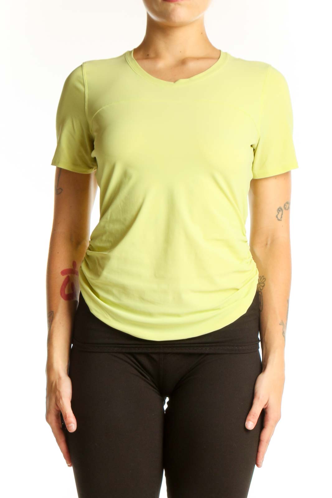 Yellow Short-Sleeve Athletic Top Front