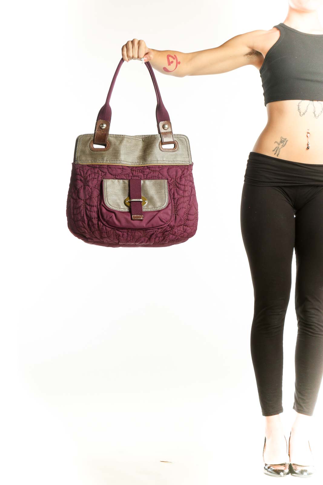 Purple Quilted Messenger Bag Front