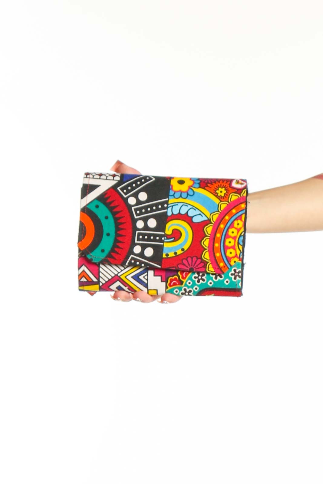 Multicolor Vibrant Patterned Clutch Front