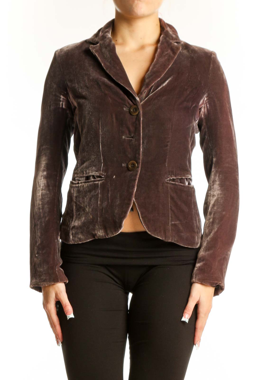 Brown Velvet Blazer Jacket Front