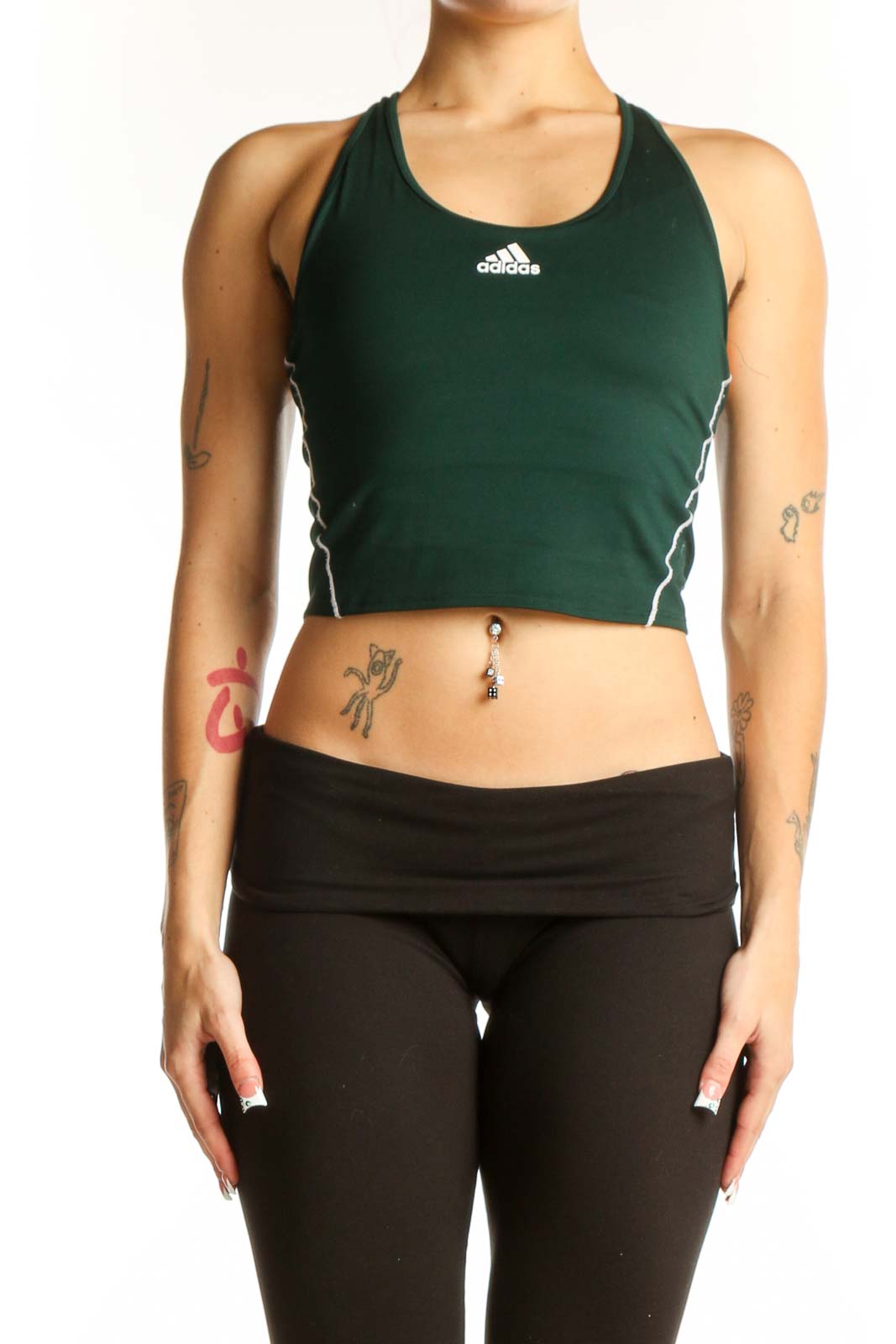 Green Adidas Racerback Crop Top Front