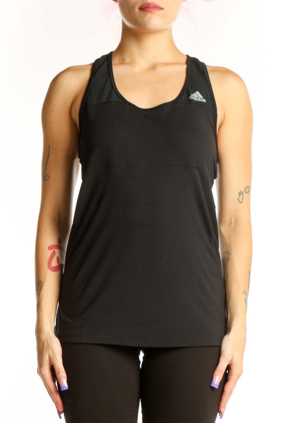 Black Adidas Racerback Athletic Tank Top Front