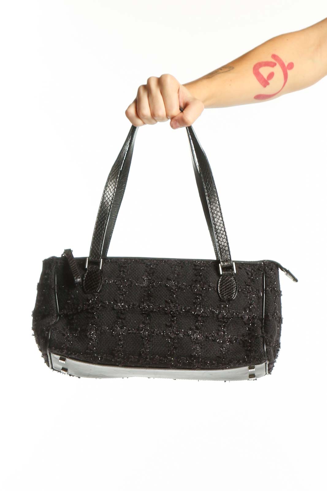 Black Sequin Shoulder Bag Medium Front