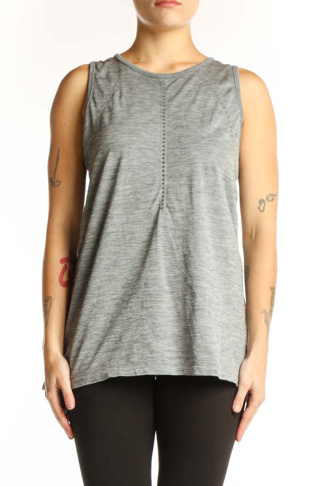 Gray Nylon Activewear Tank Top Front