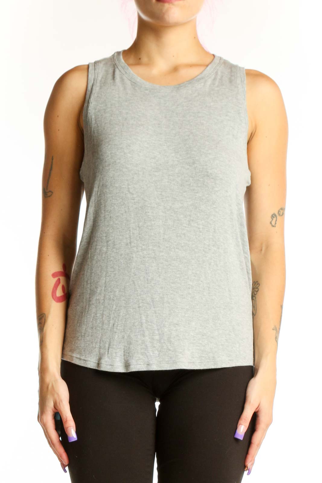 Gray Modal Spandex Tank Top Front