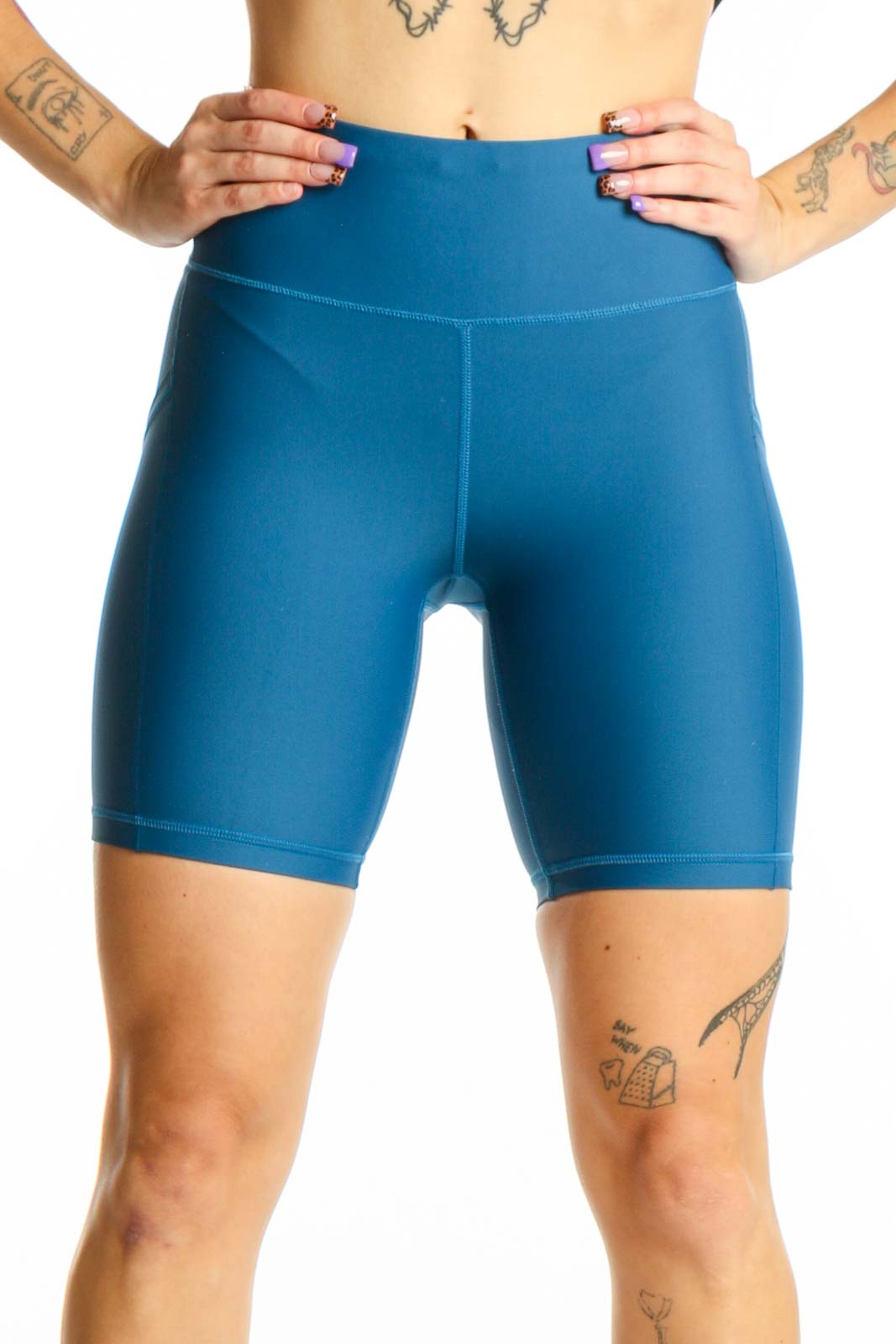 Blue Compression Athletic Shorts XS Front