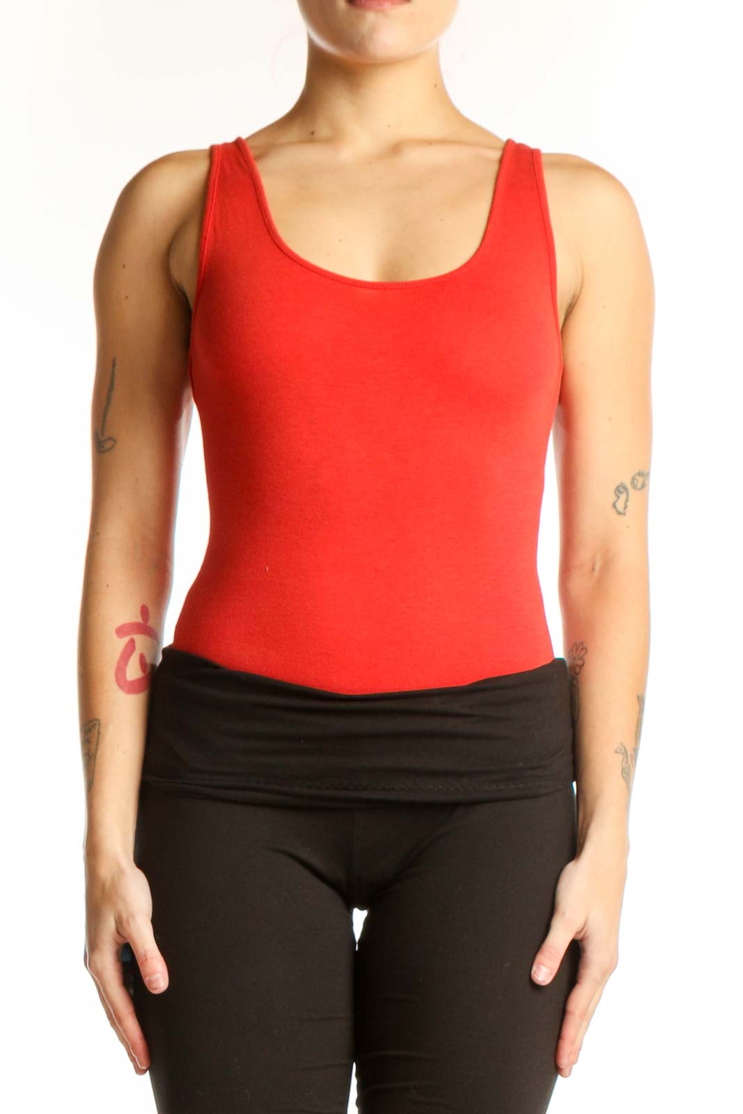 Red Tank Top with Scoop Neckline Front