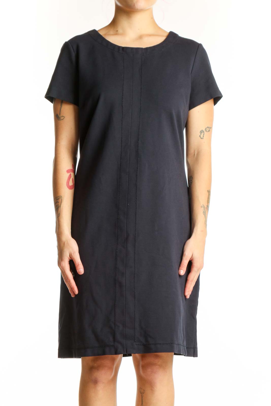 Black Short Sleeve T-Shirt Dress Front