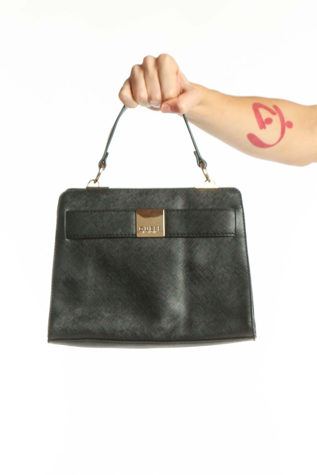 Black Guess Crossbody Bag with Gold Hardware Front