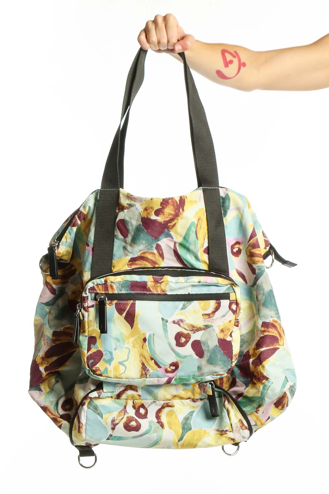 Multicolor Floral Tote Bag with Multiple Pockets Front