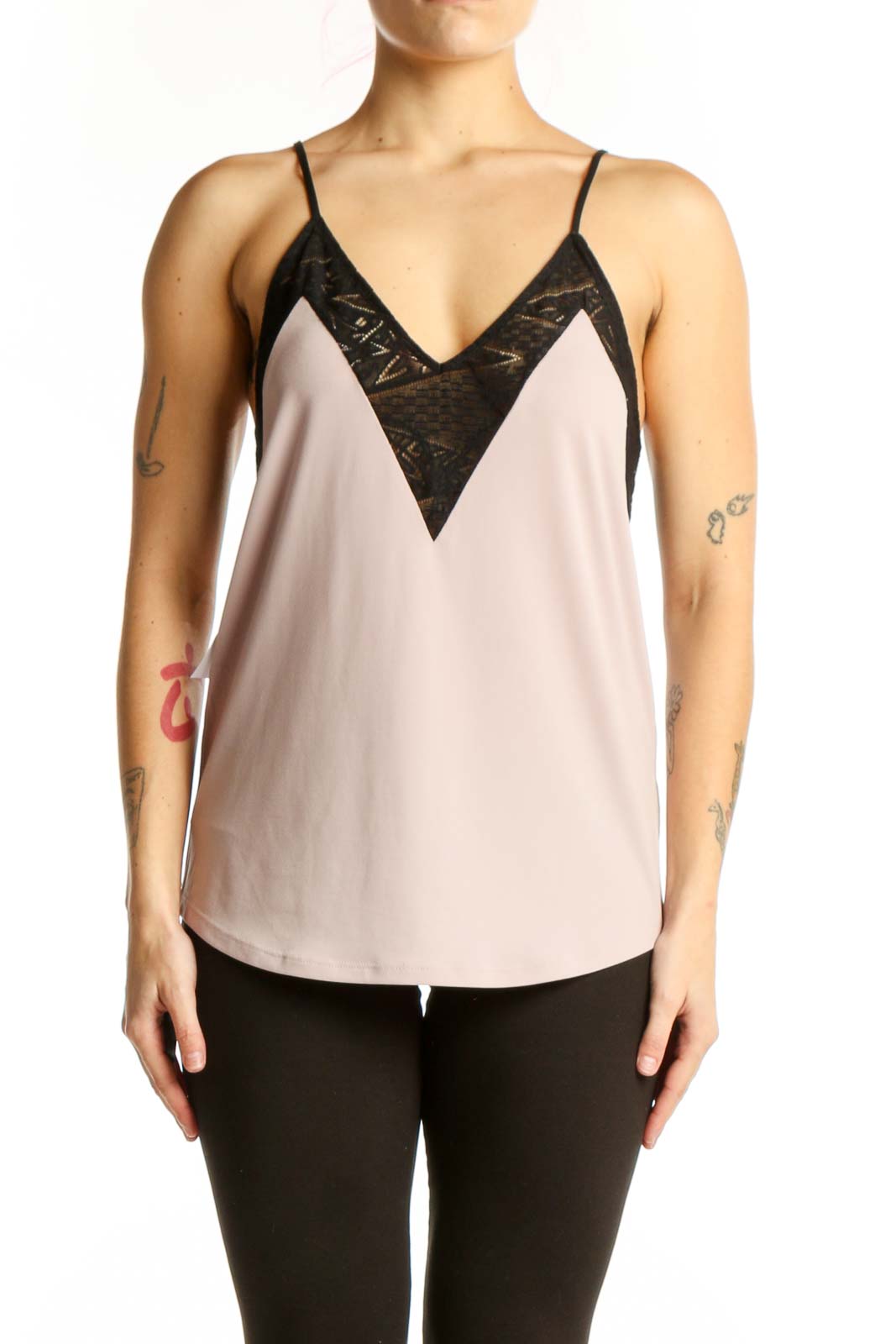 Cream Lace V-Neck Camisole Top Front