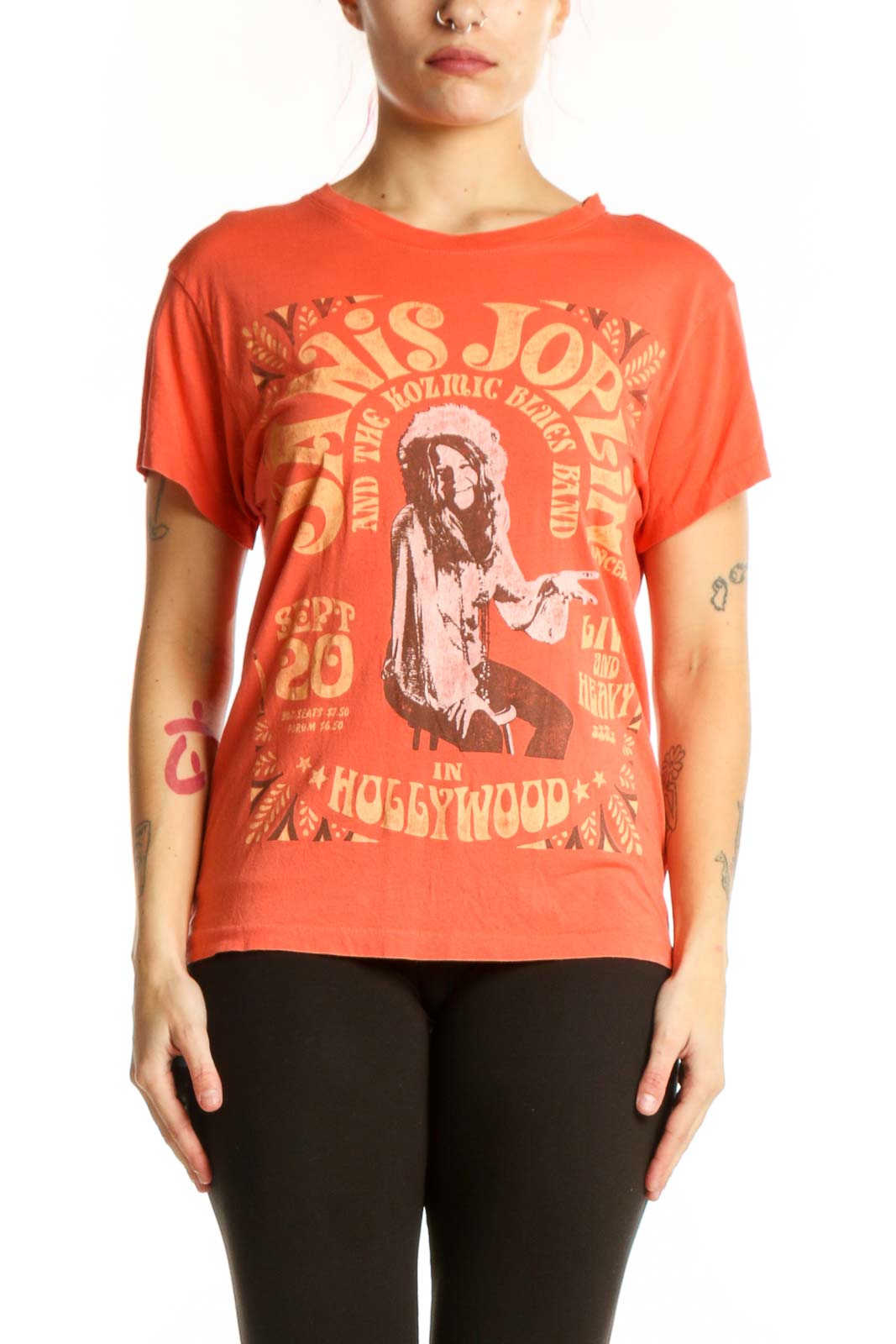 Orange Graphic Band T-Shirt Front