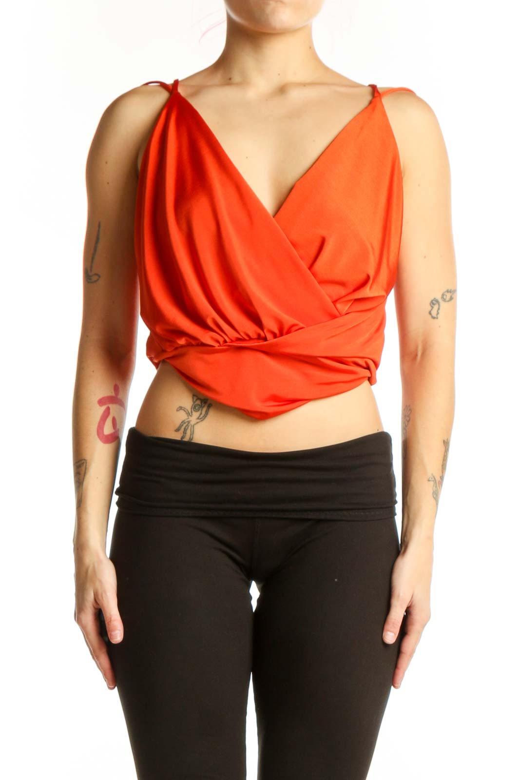 Red Wrap Crop Top with Side Tie Front
