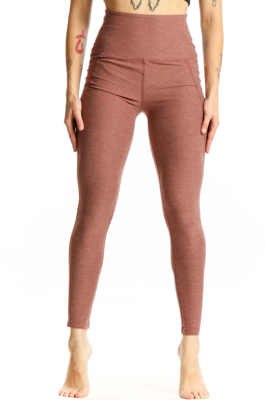 Mauve High-Waist Cropped Activewear Leggings Front