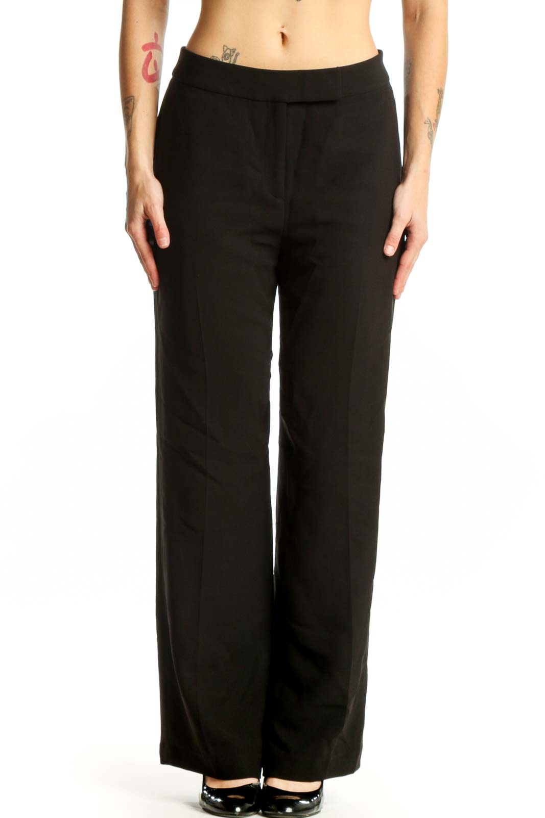 Black Wide Leg Dress Pants Front