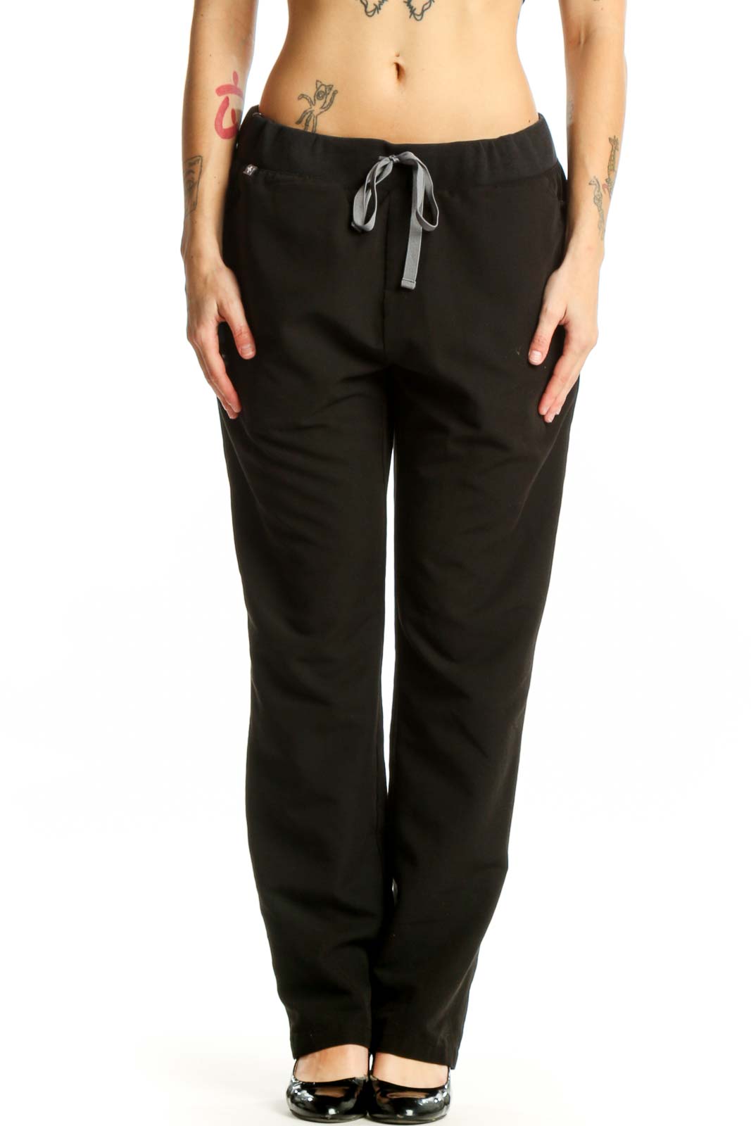 Black Drawstring Jogger Pants Front