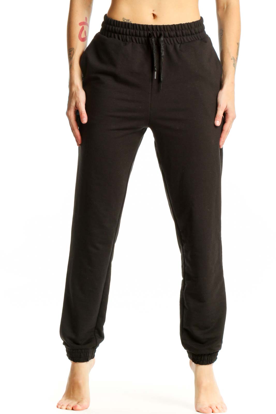 Black Jogger Sweatpants with Drawstring Front