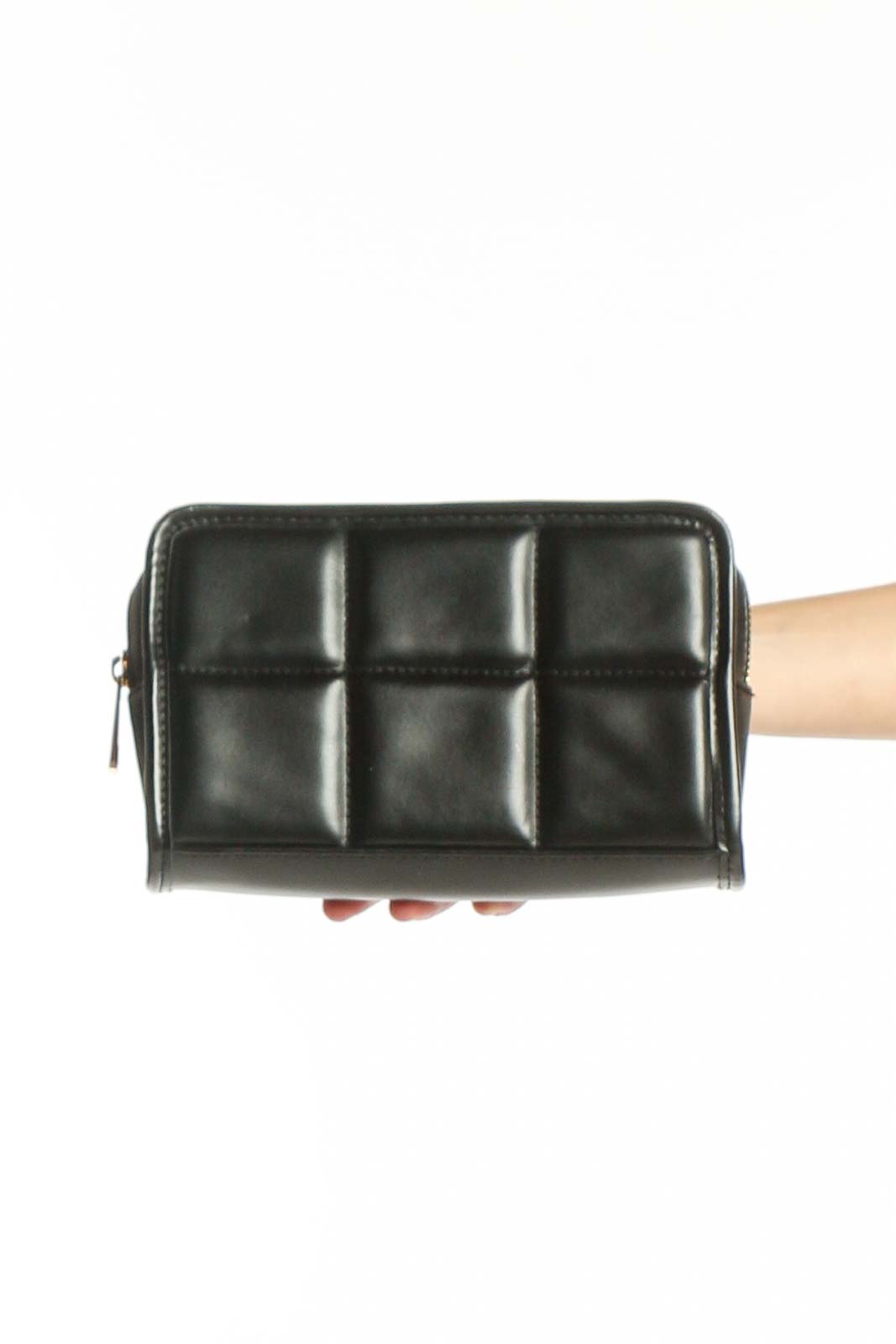Black Quilted Crossbody Bag Front