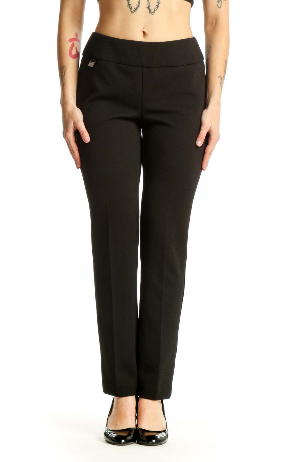 Black Stretch Dress Pants Front
