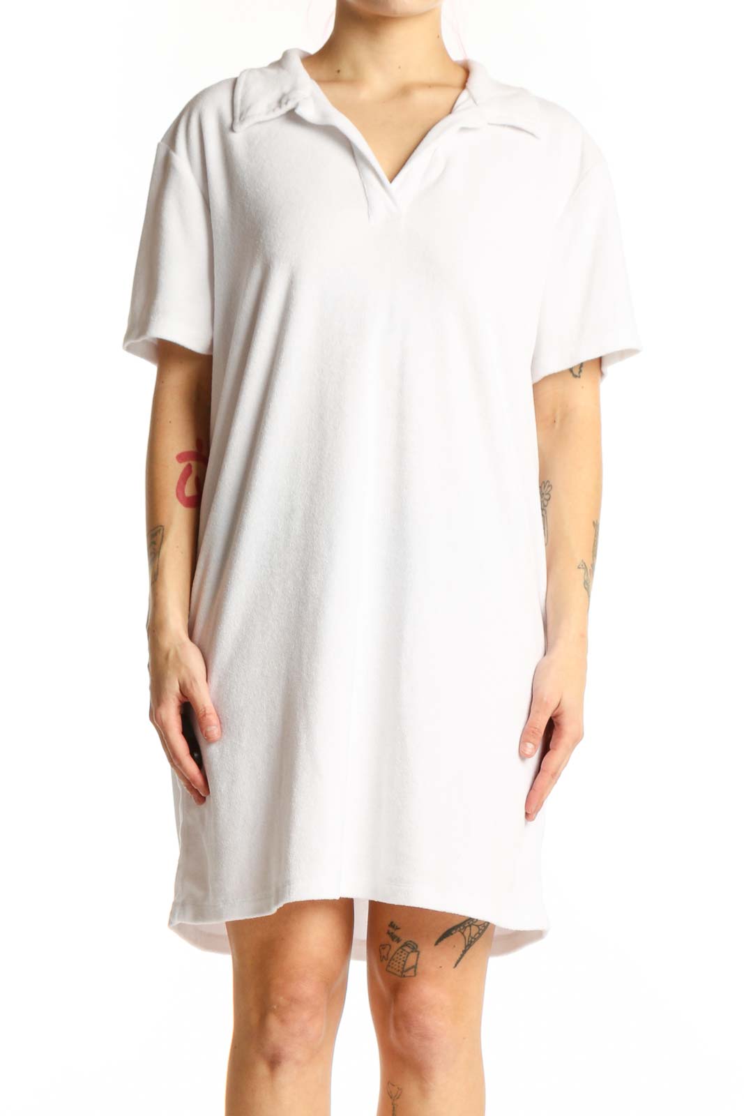 White Polo Shirt Dress Front