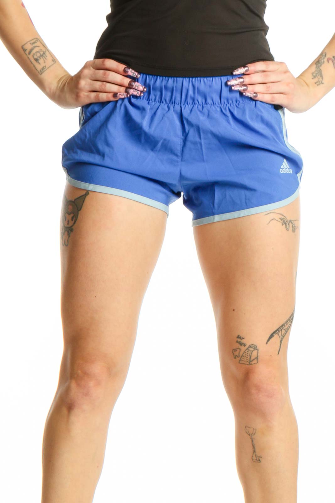 Blue Adidas Athletic Shorts XS Front
