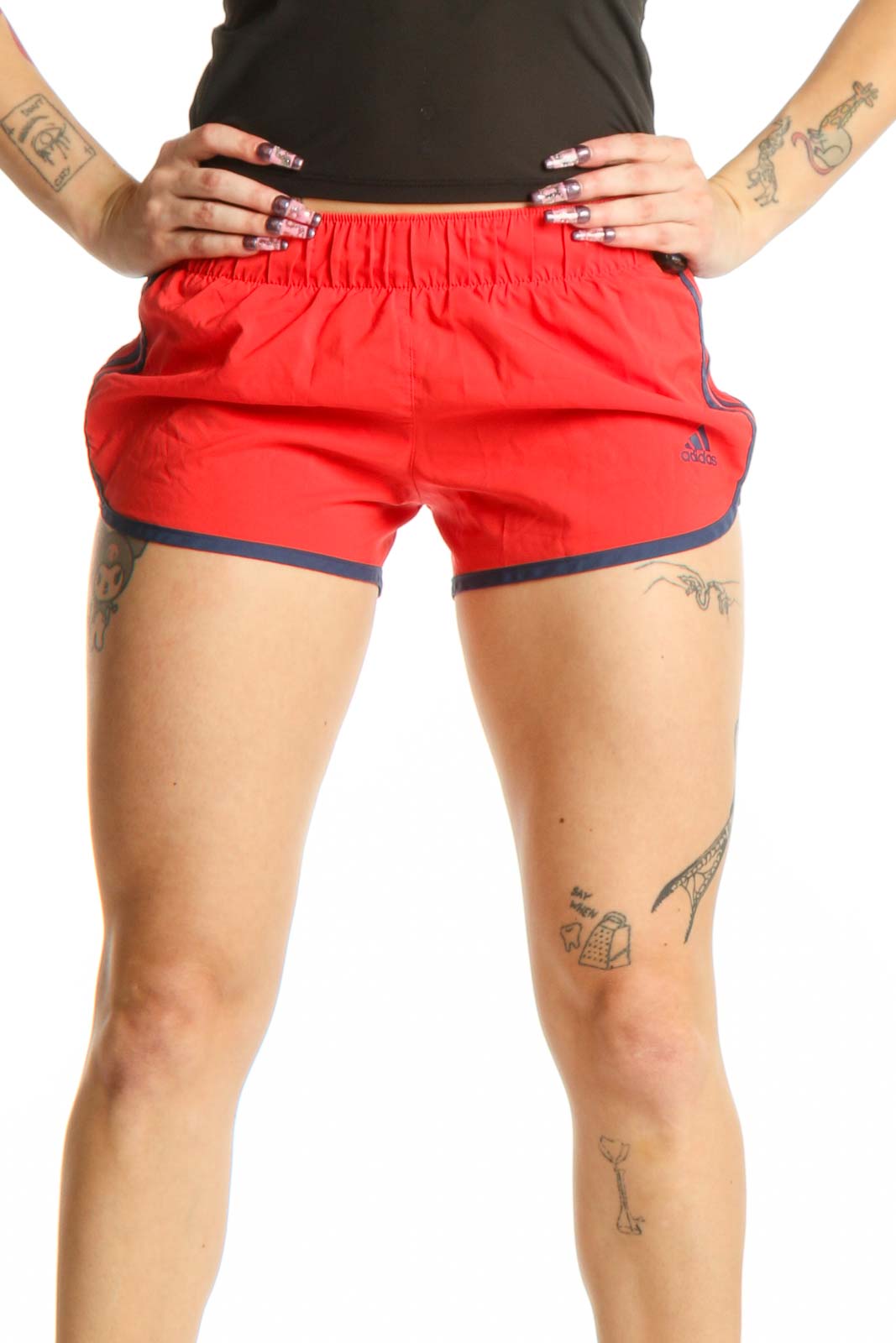 Red Adidas Athletic Shorts XS Front