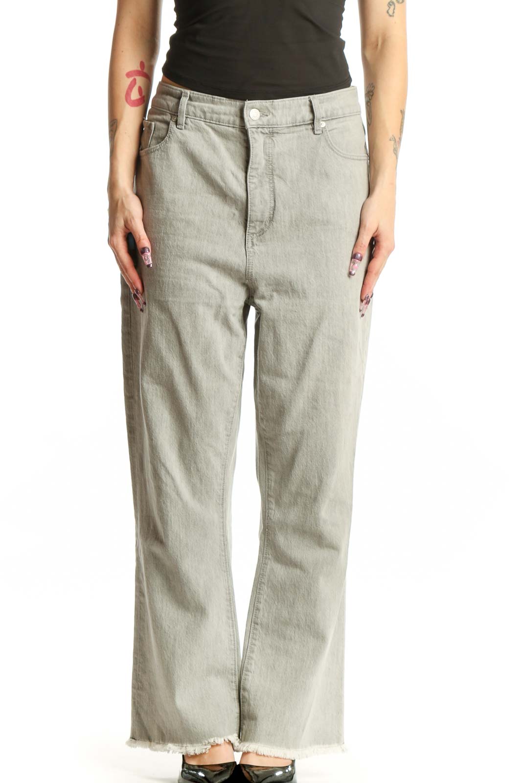 Gray Light Wash Denim Jeans XL Front