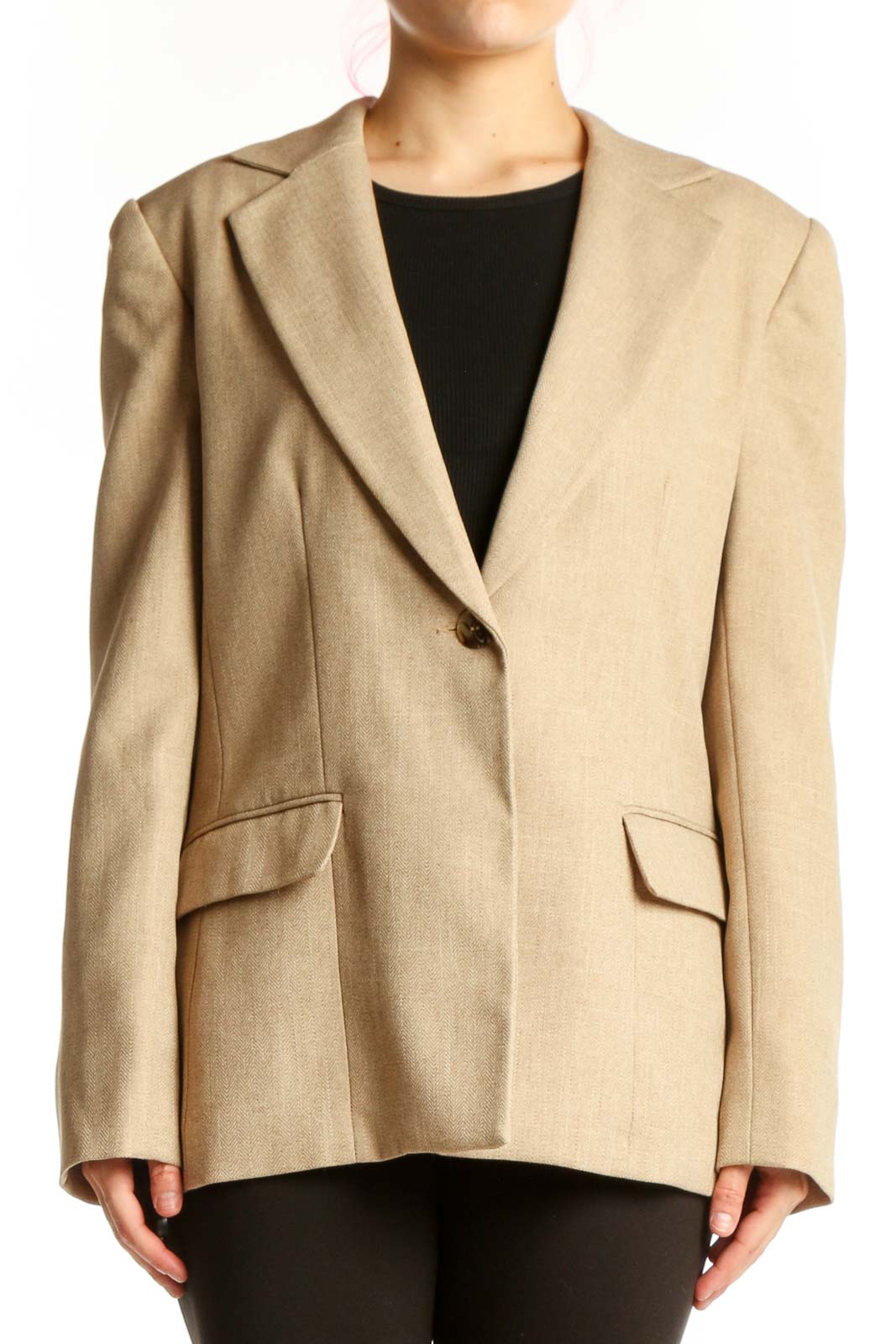Beige Tailored Blazer Jacket XL Front