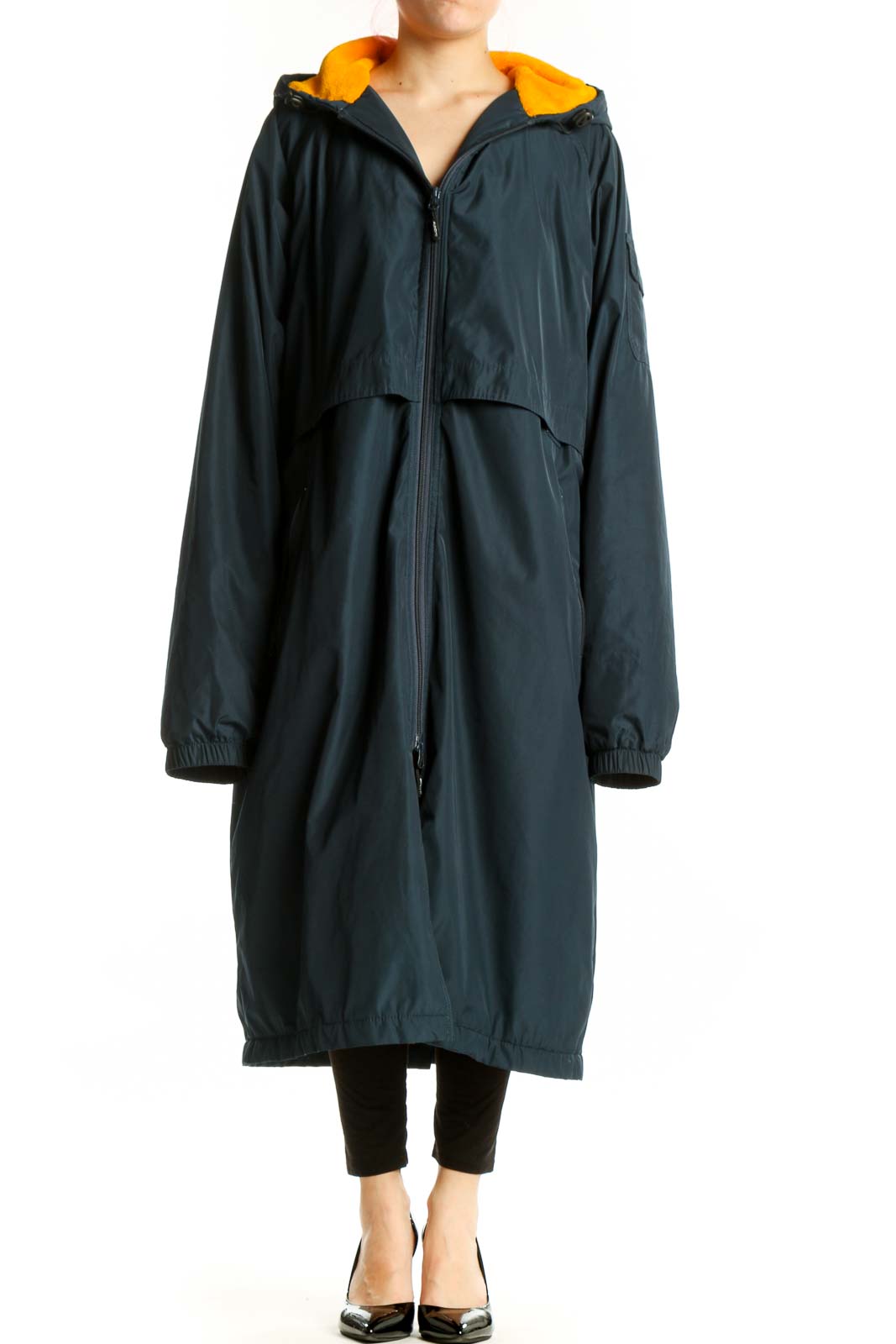 Navy Hooded Windbreaker Jacket XXL Front