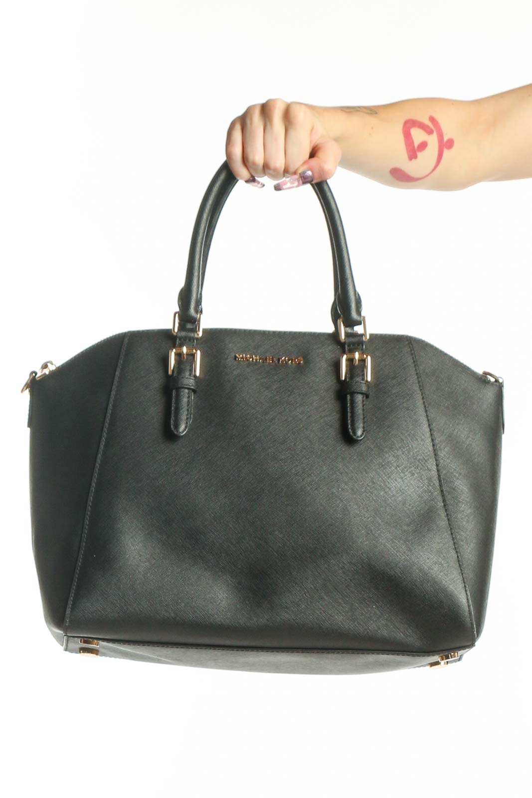 Black Michael Kors Saffiano Leather Tote Front