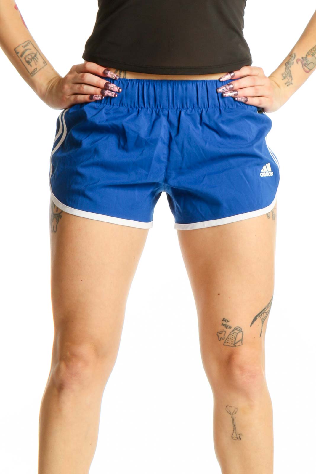Blue Adidas Athletic Shorts XS Front